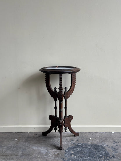 Victorian walnut marble top plant stand