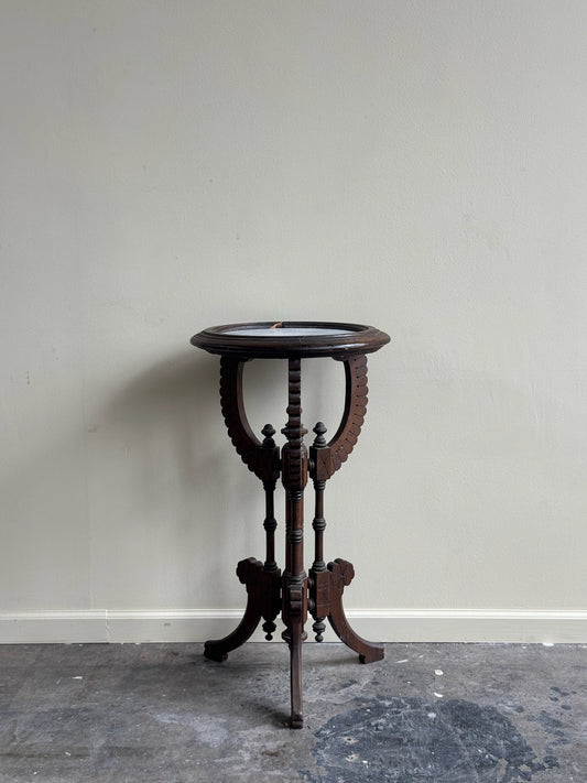 Victorian walnut marble top plant stand