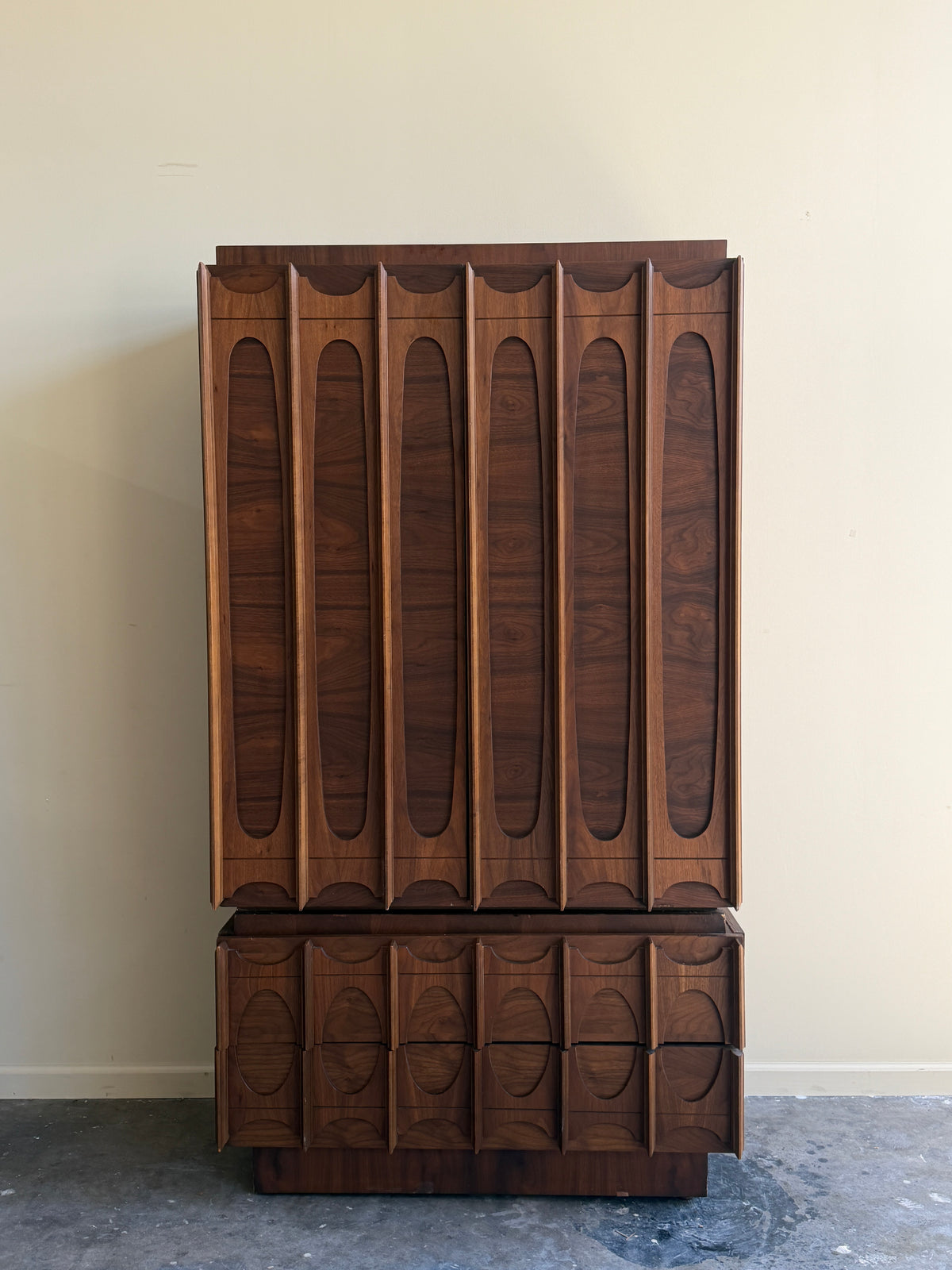 Tobago Brutalist walnut armoire