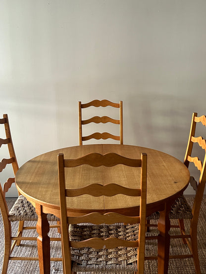 White oak dining table with leaf