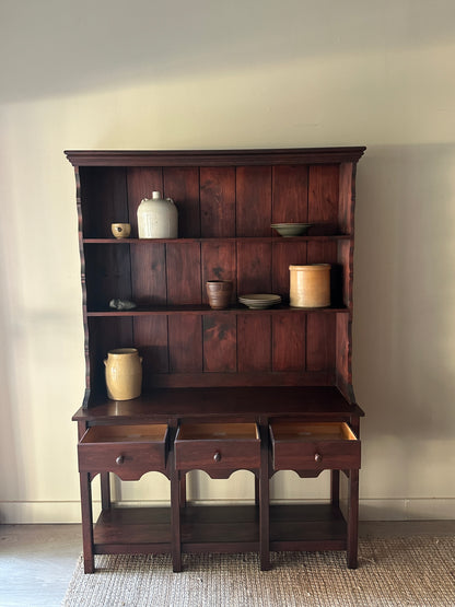 Dark pine two piece hutch