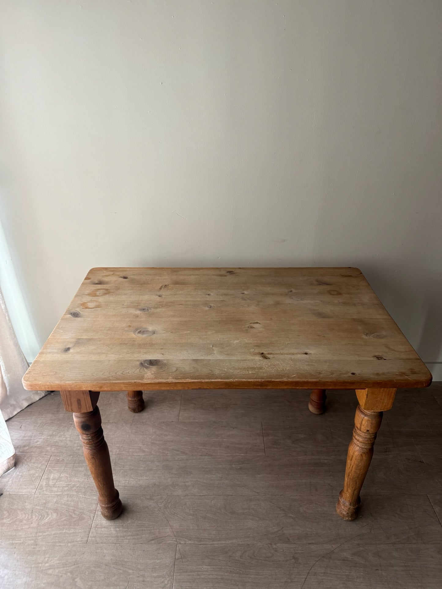 English waxed pine dining table