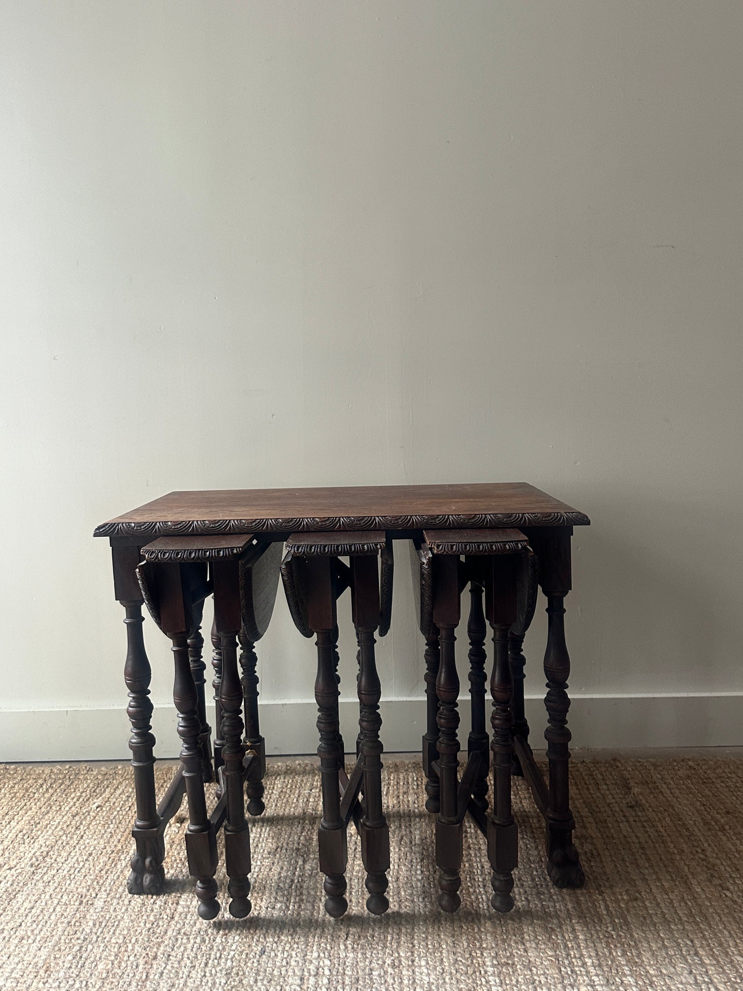 Jacobean carved oak nesting tables