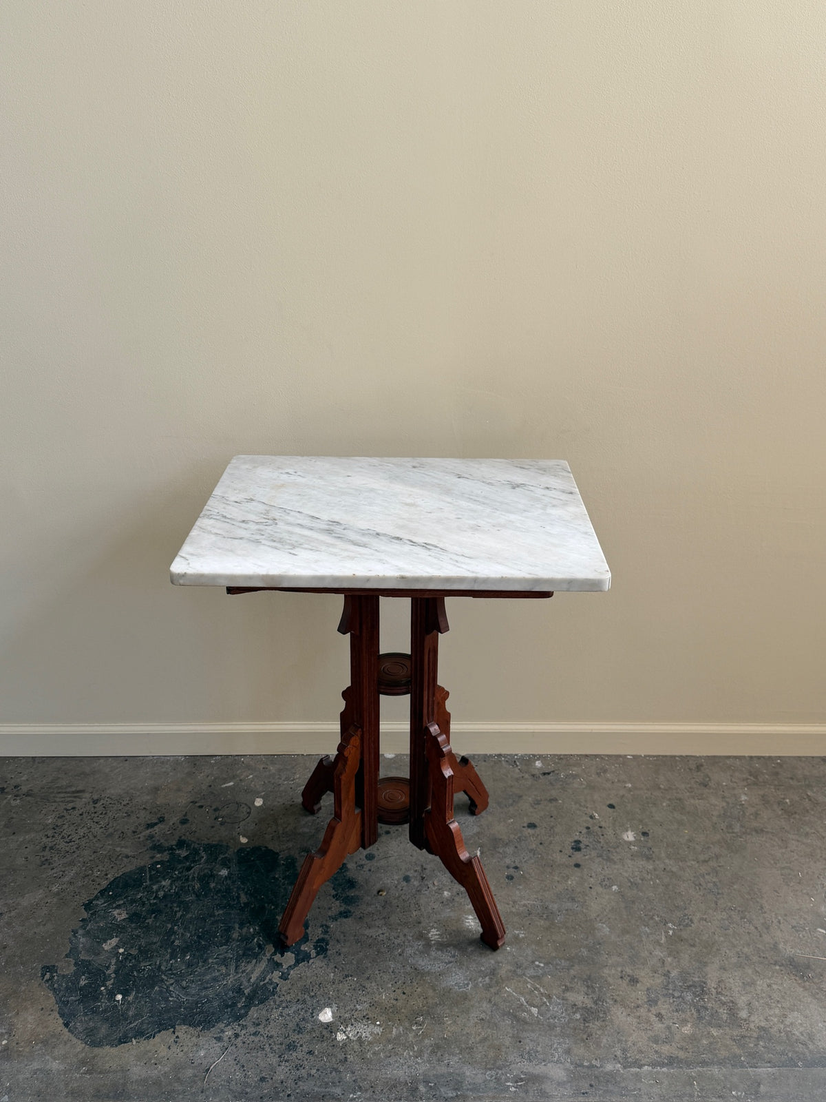 Victorian marble top walnut side table