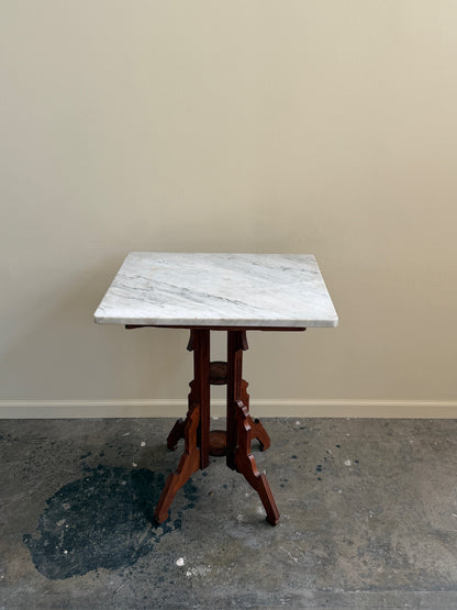 Victorian marble top walnut side table