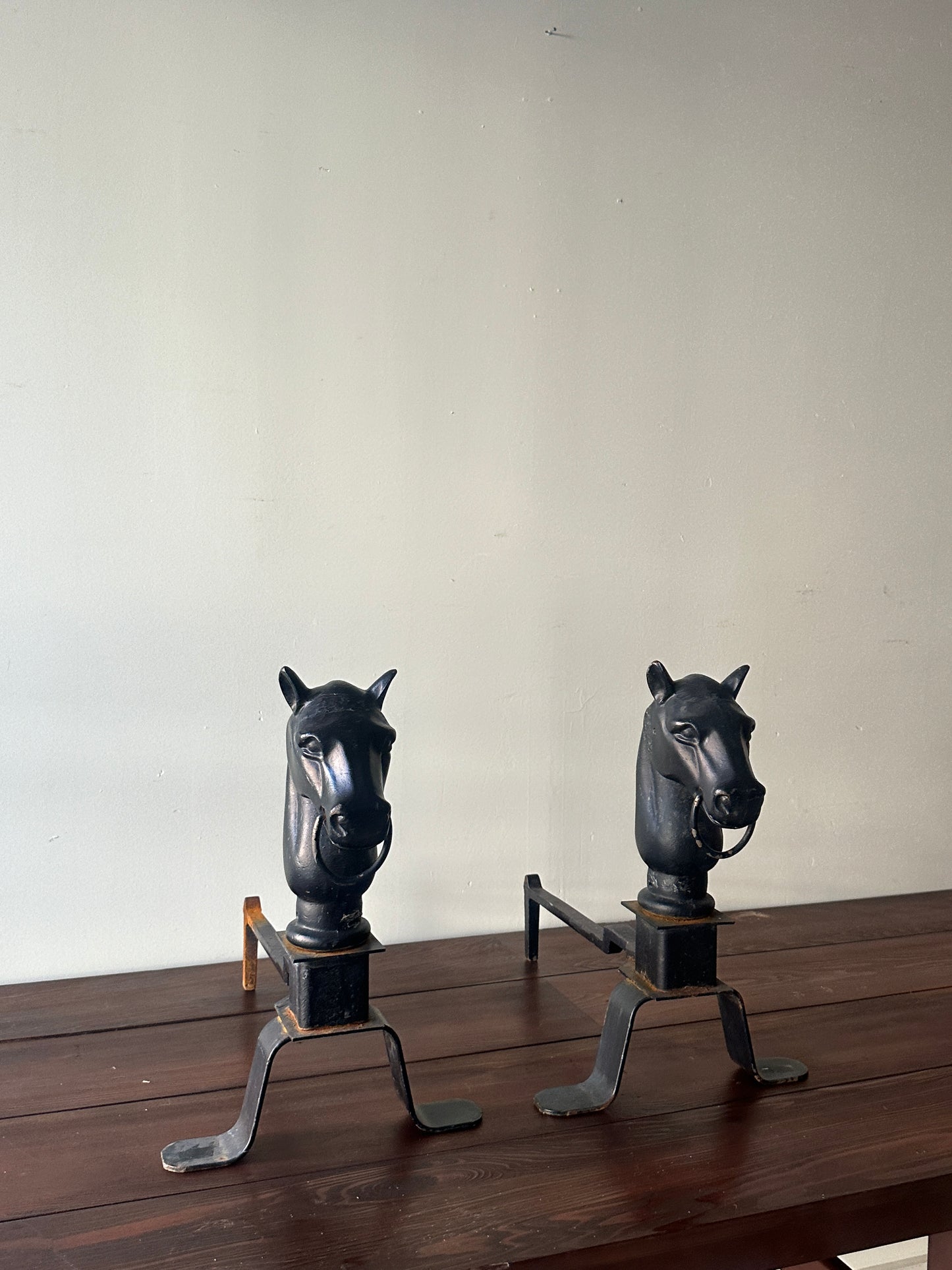 Horse head andirons