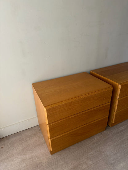2 Dixie oak 3 drawer dressers. Sold individually.