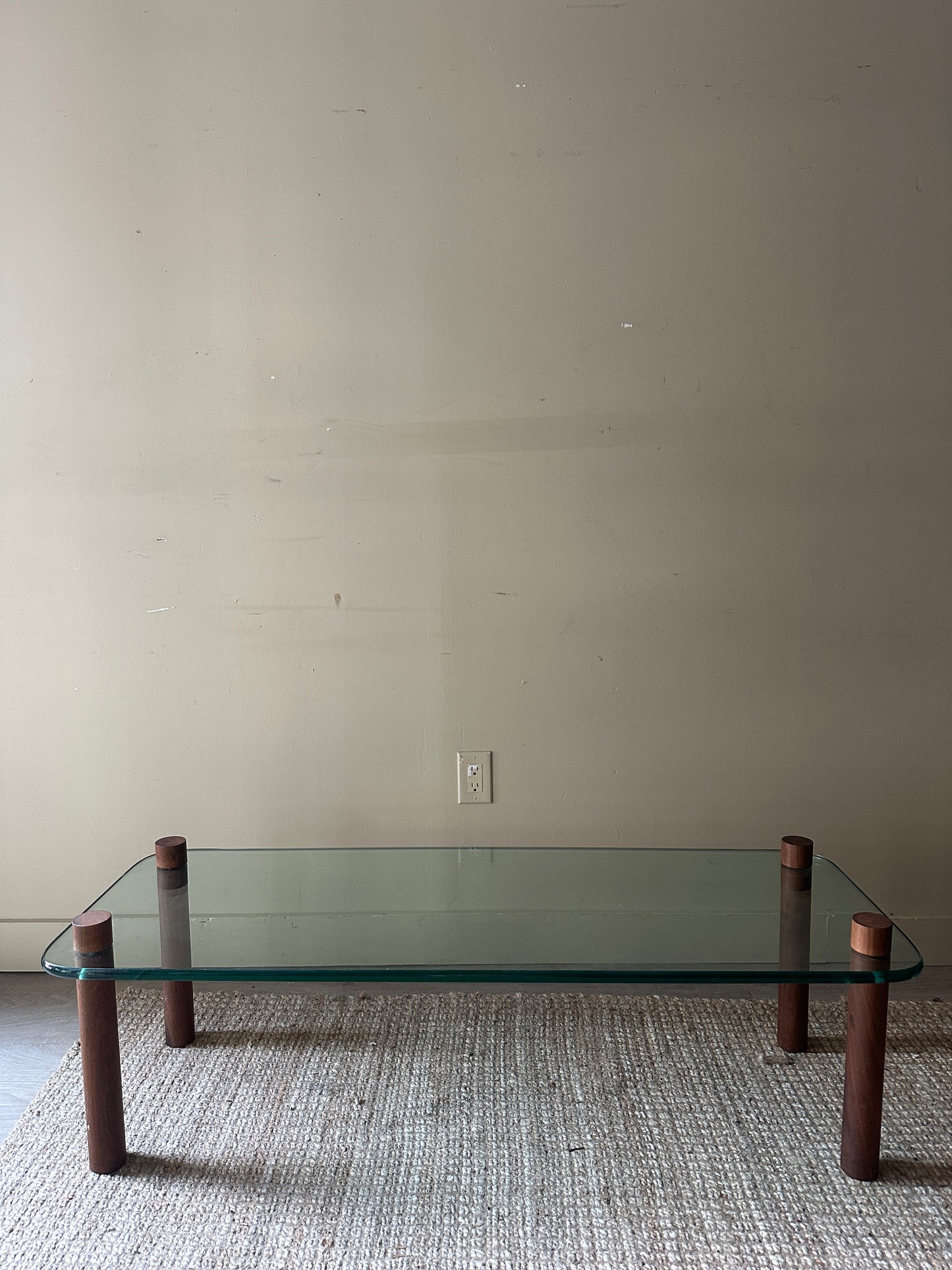 Walnut and glass dining table