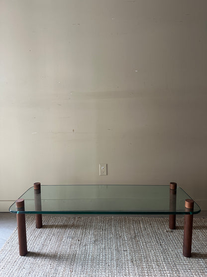 Walnut and glass dining table