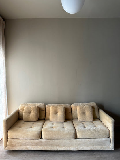 Velvet pale yellow couch
