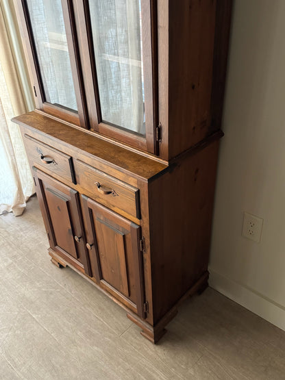 Narrow pine display hutch