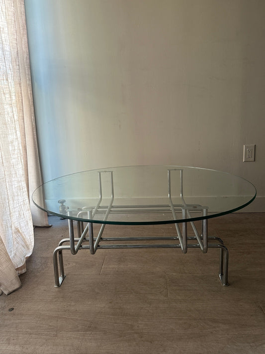 Glass and chrome coffee table