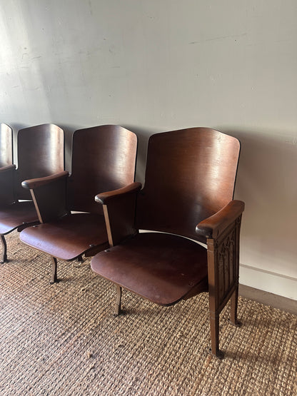 Four seat folding bench from The Strand theater in PA