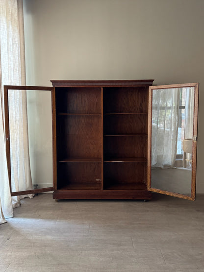 Golden oak display cabinet