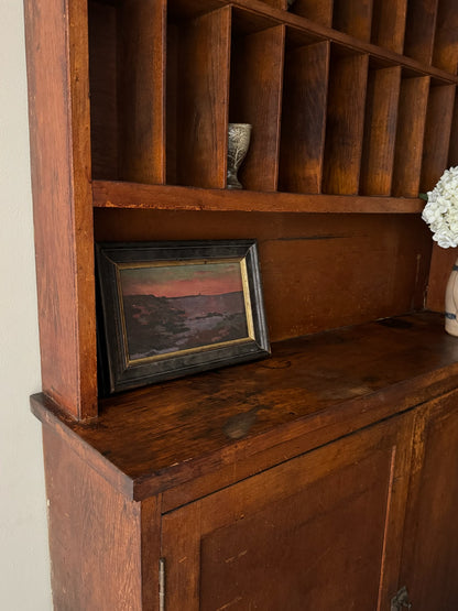 Oak stepback display cupboard