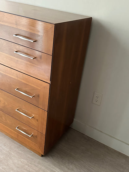 Walnut dresser with chrome handles