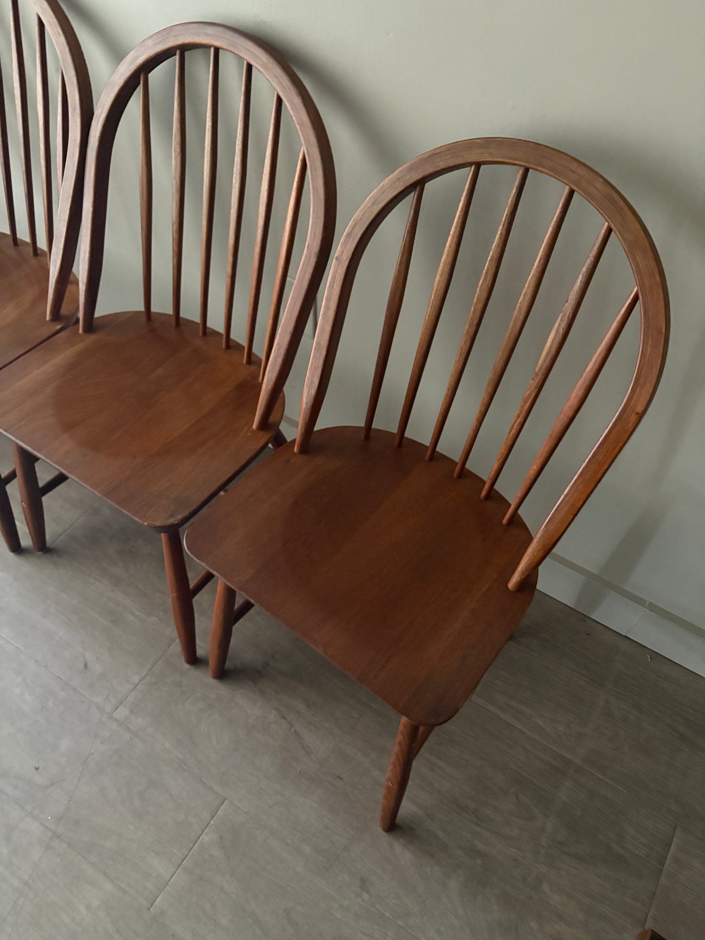 Danish teak hoop-back Windsor dining chairs. Sold in pairs.