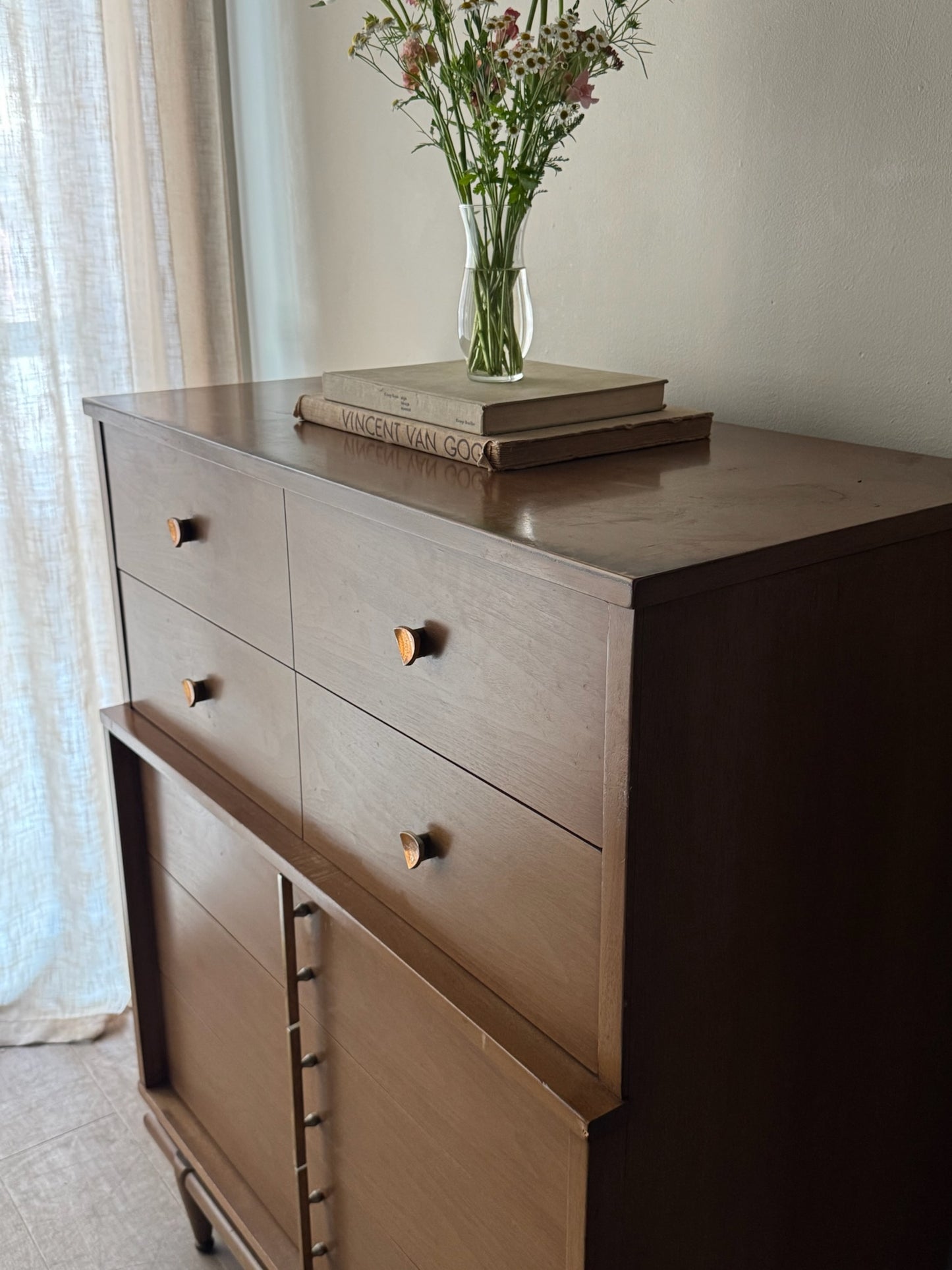Kent Coffey walnut tallboy dresser