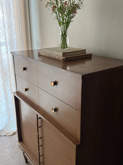Kent Coffey walnut tallboy dresser