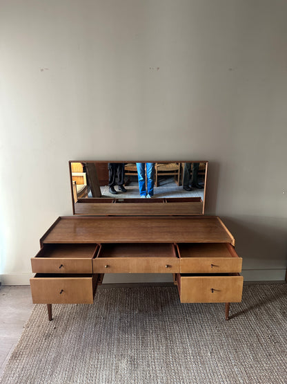 Walnut vanity with mirror