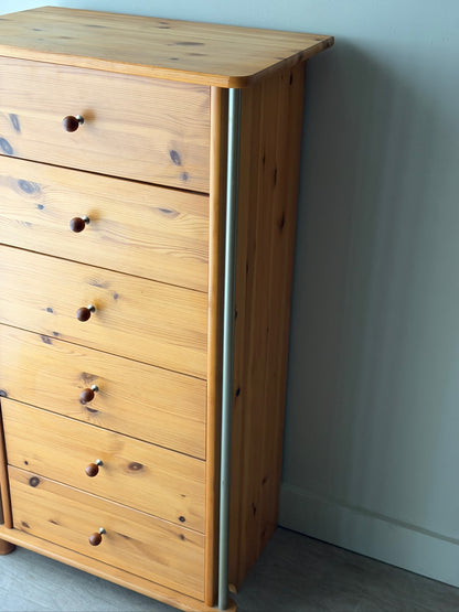 Scandinavian pine tallboy dresser