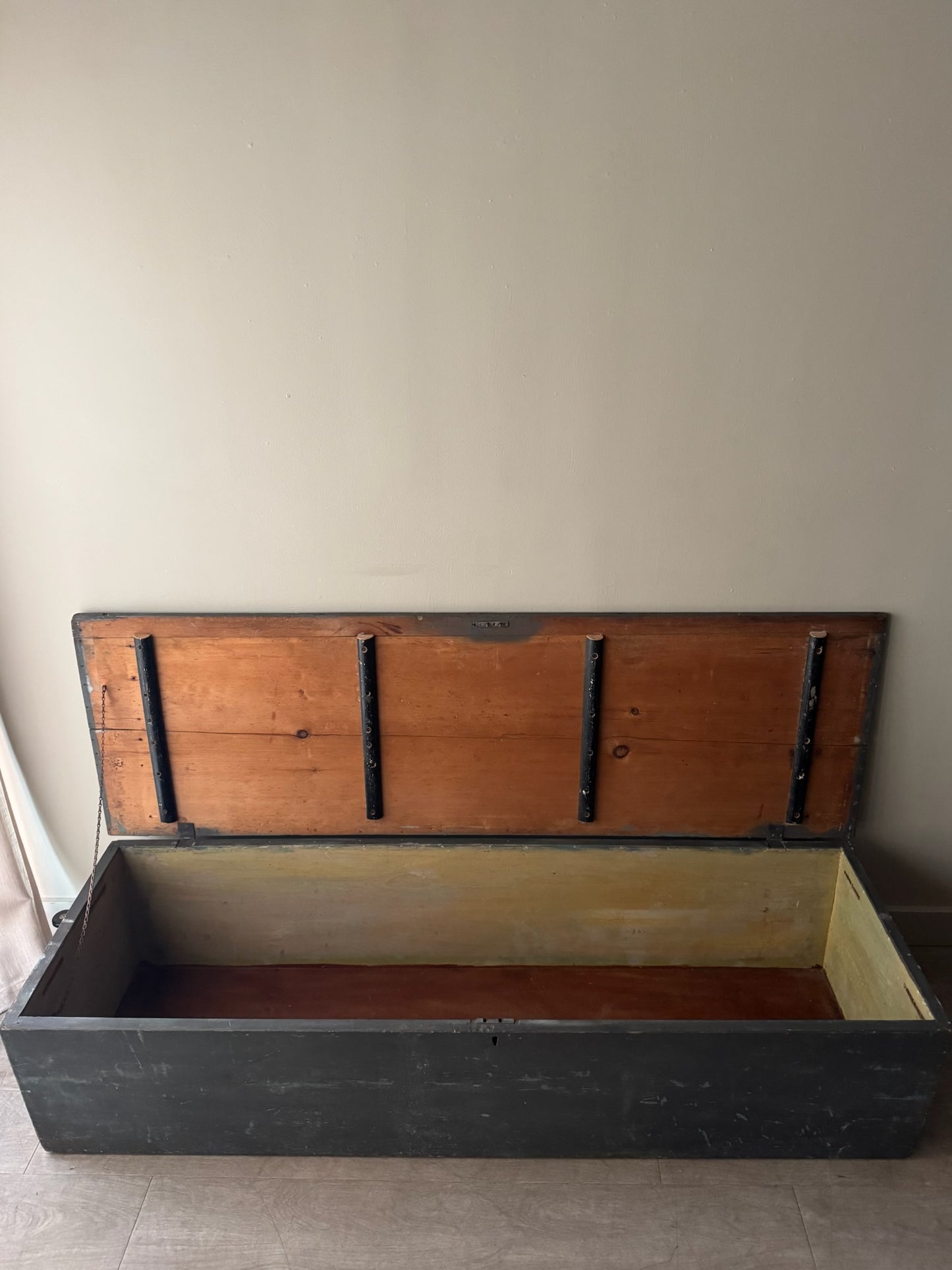 XL blue painted pine chest