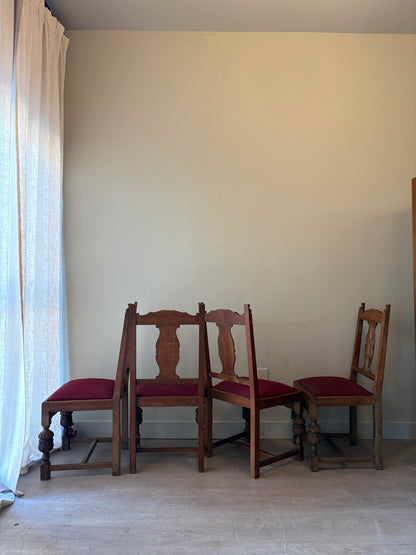 6 upholstered oak dining chairs. Sets of 2.