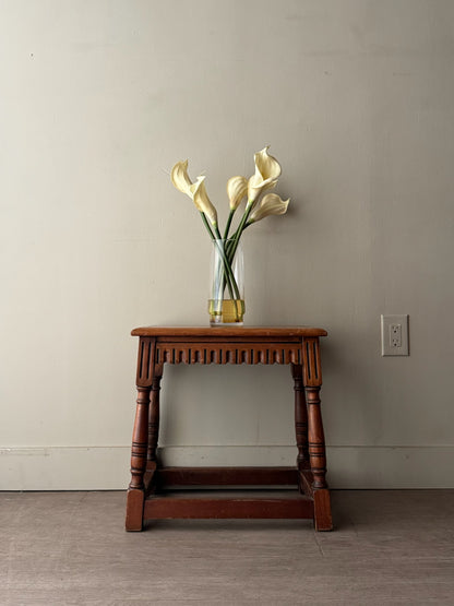 Walnut carved stool/side table