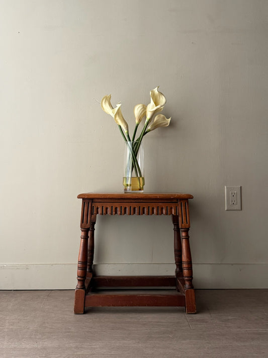 Walnut carved stool/side table