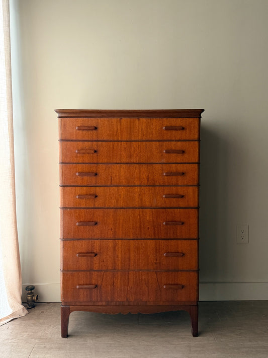 Scandinavian mahogany tallboy dresser