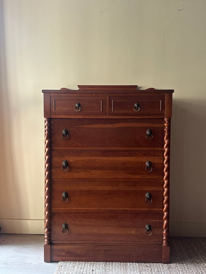 Walnut tallboy with lion head pulls