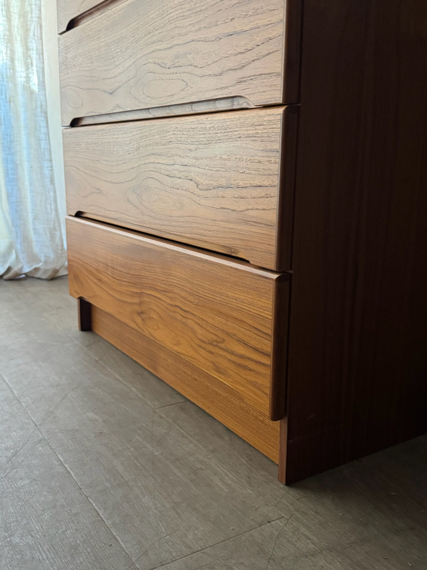 Danish teak tallboy dresser