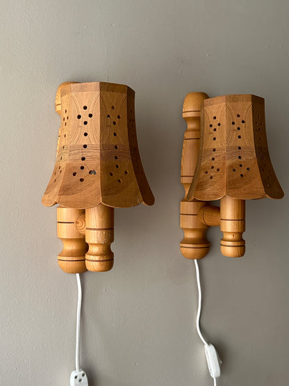Pair of Swedish pine sconces