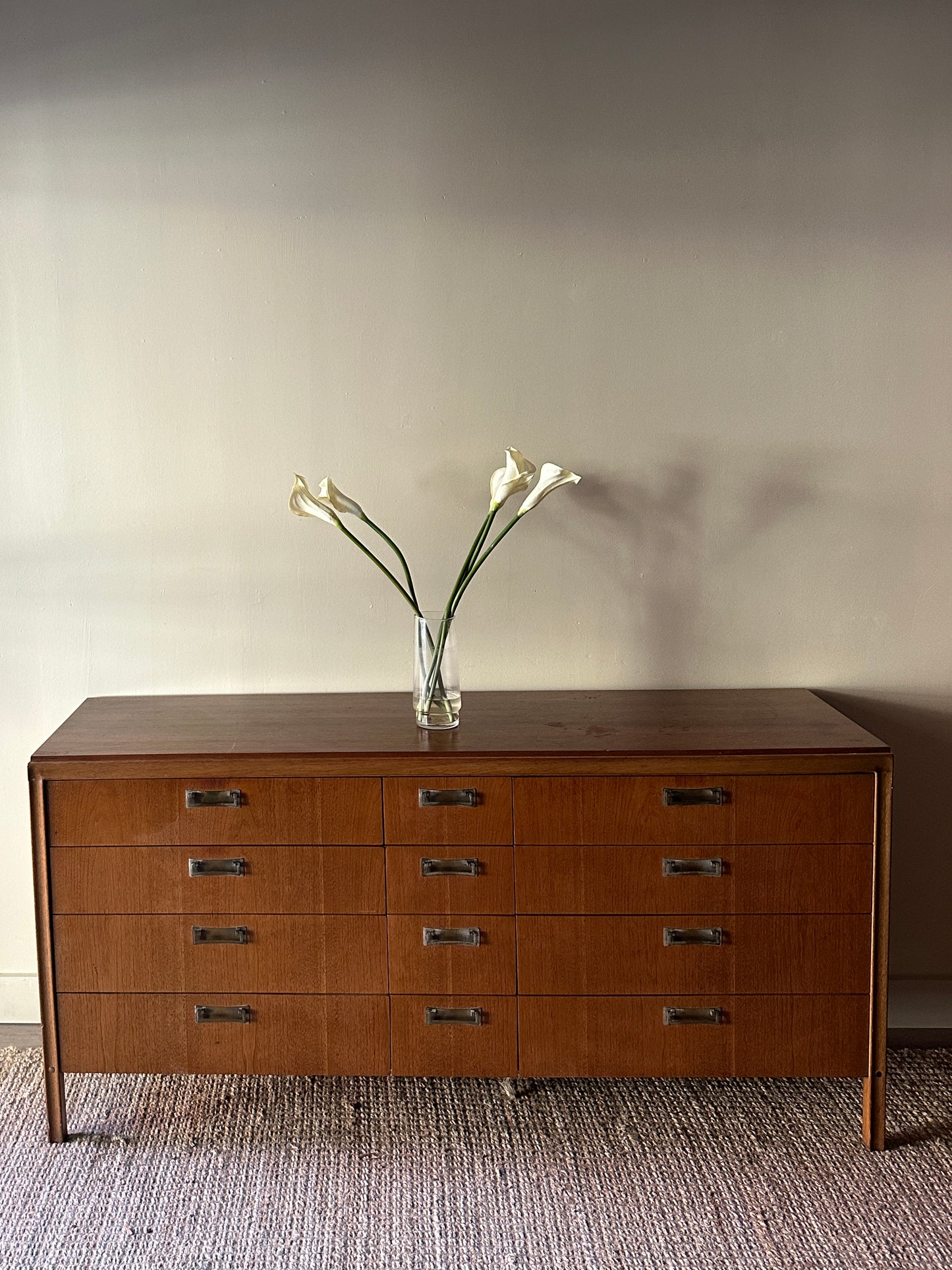 Walnut nine drawer dresser