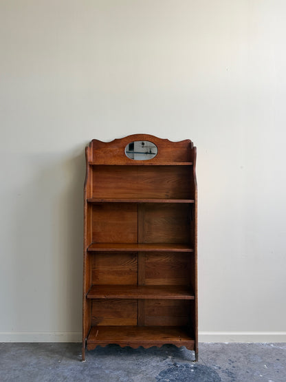 Oak bookcase with mirror