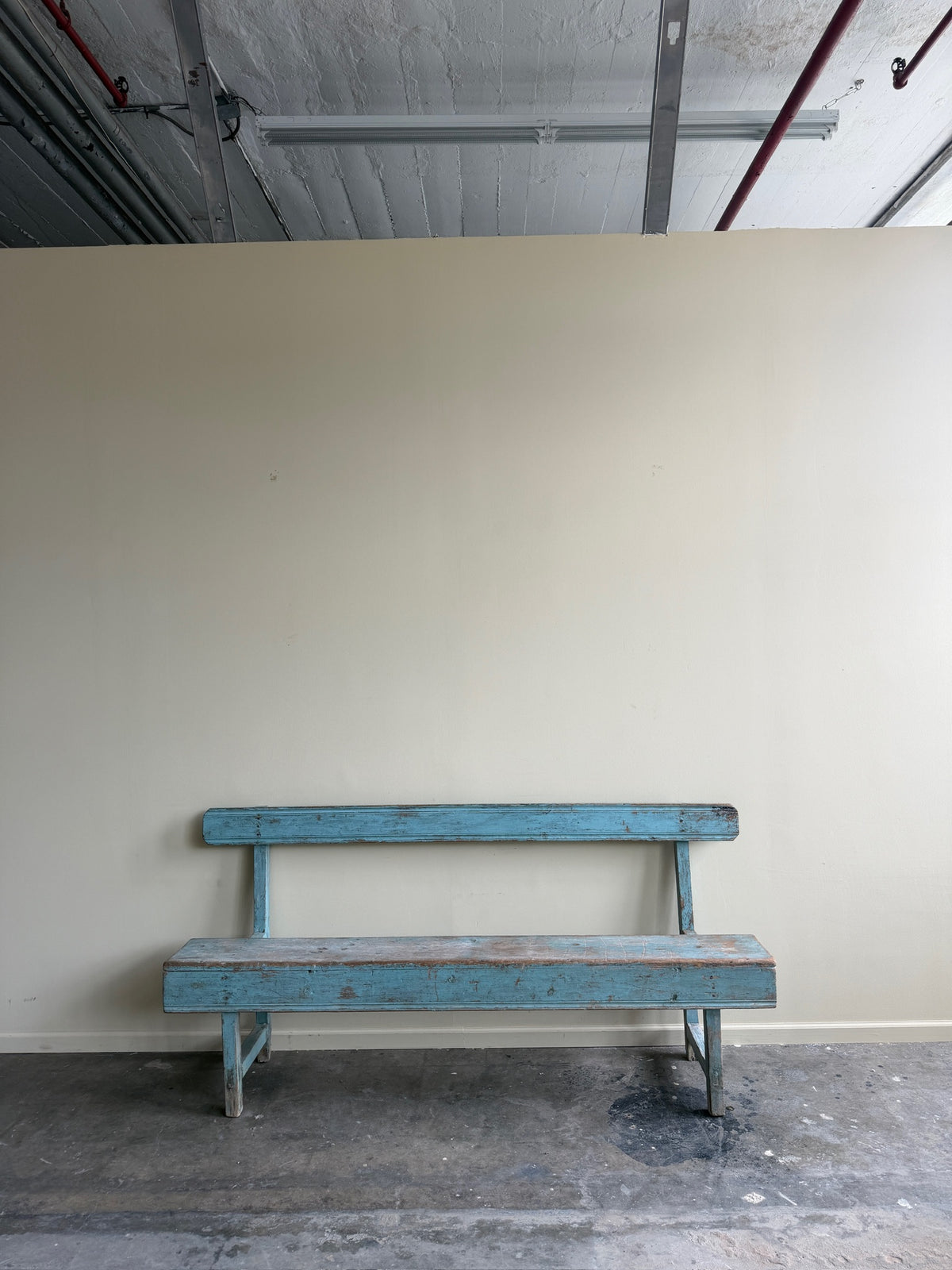 Blue painted pine bench