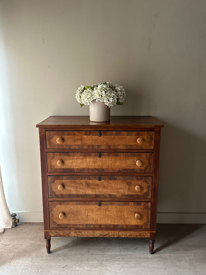 Pennsylvania Sheraton figured maple and walnut dresser