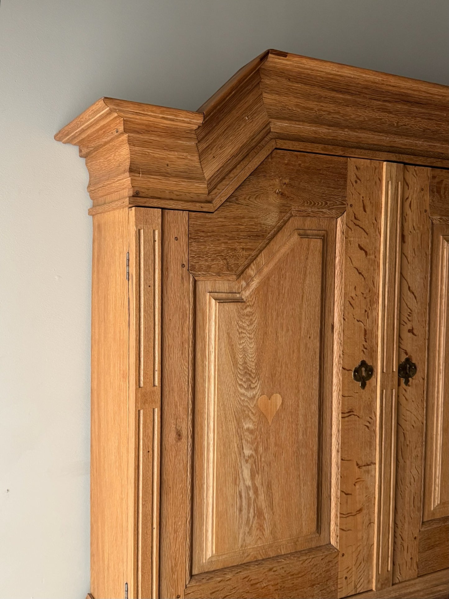 Danish inlaid oak secretary hutch