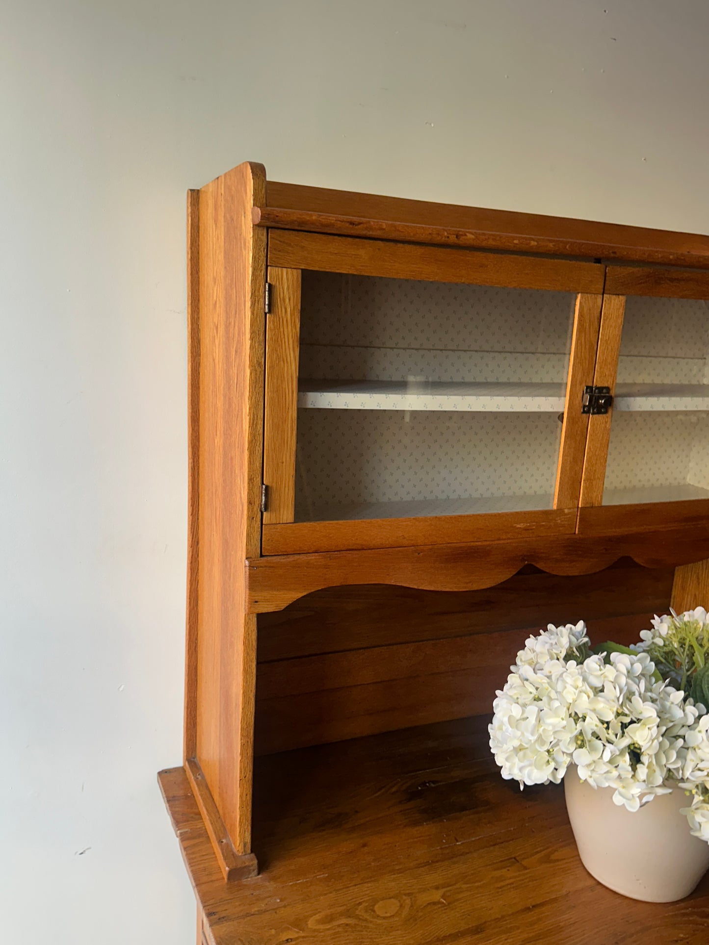 Golden oak bakers hutch