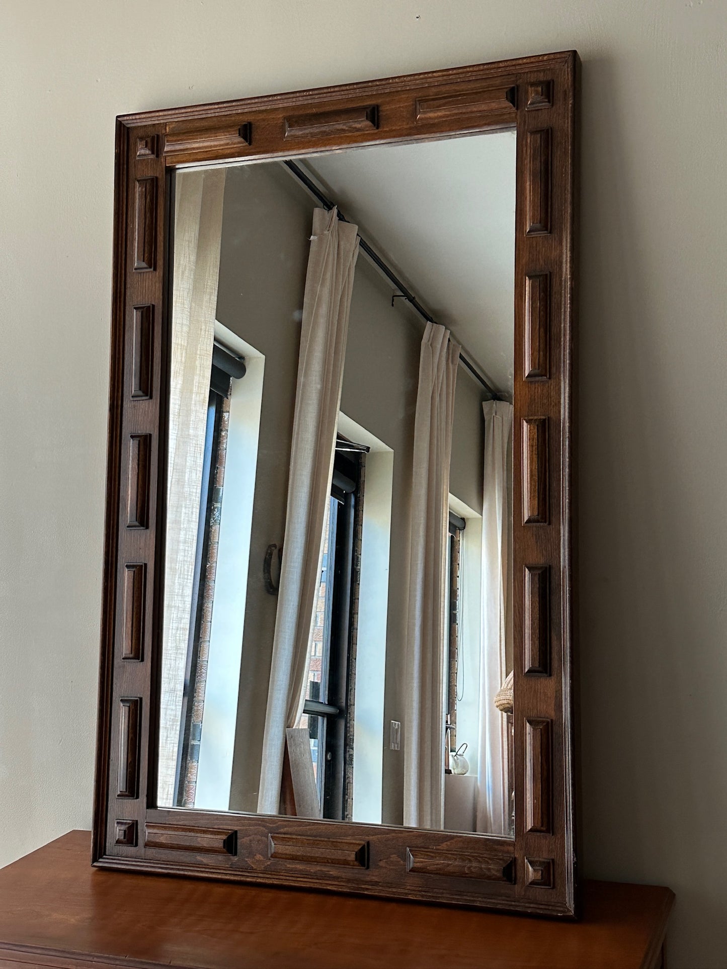 Danish carved oak mirror