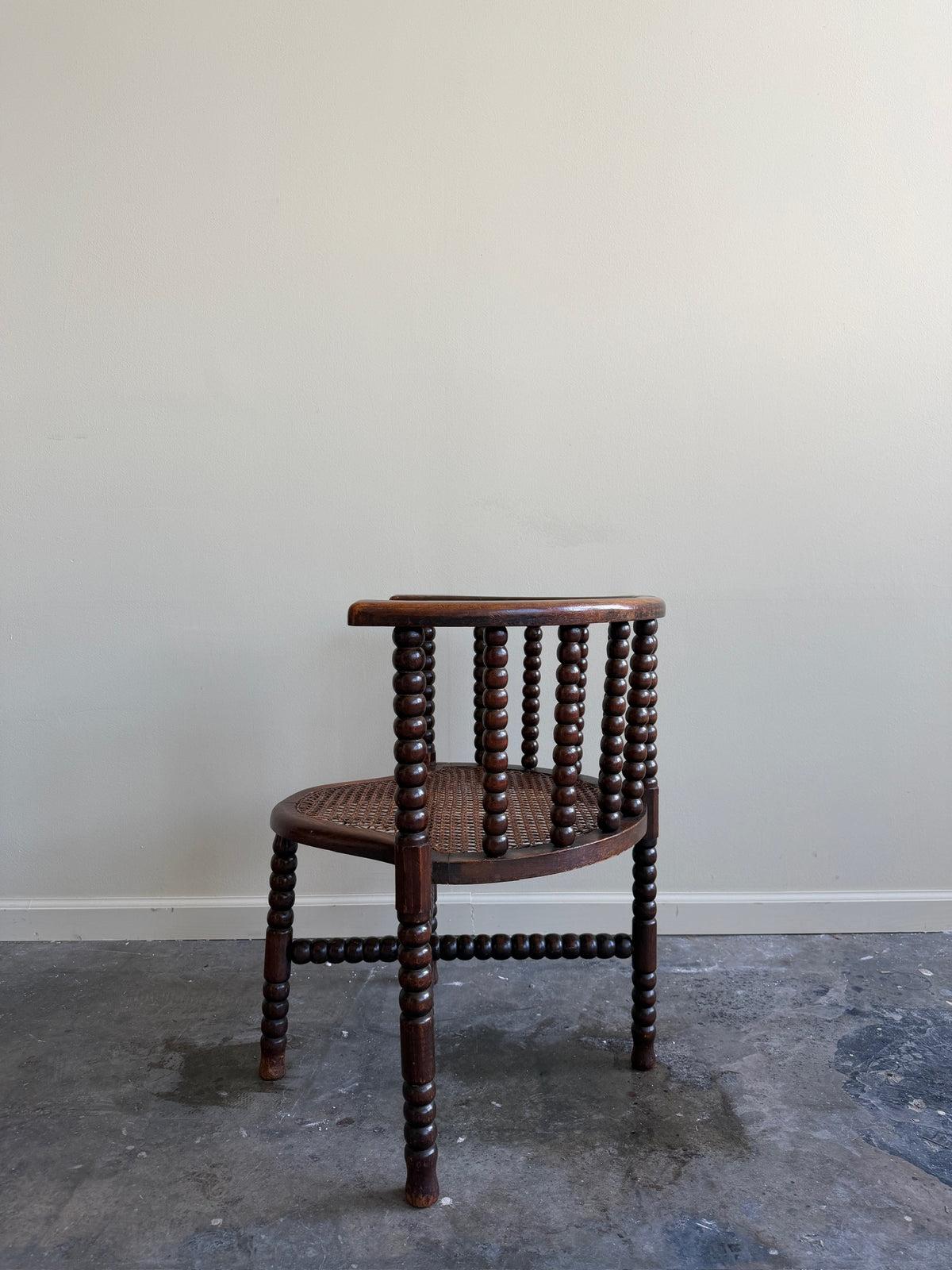 Dutch bobbin oak & cane corner chair