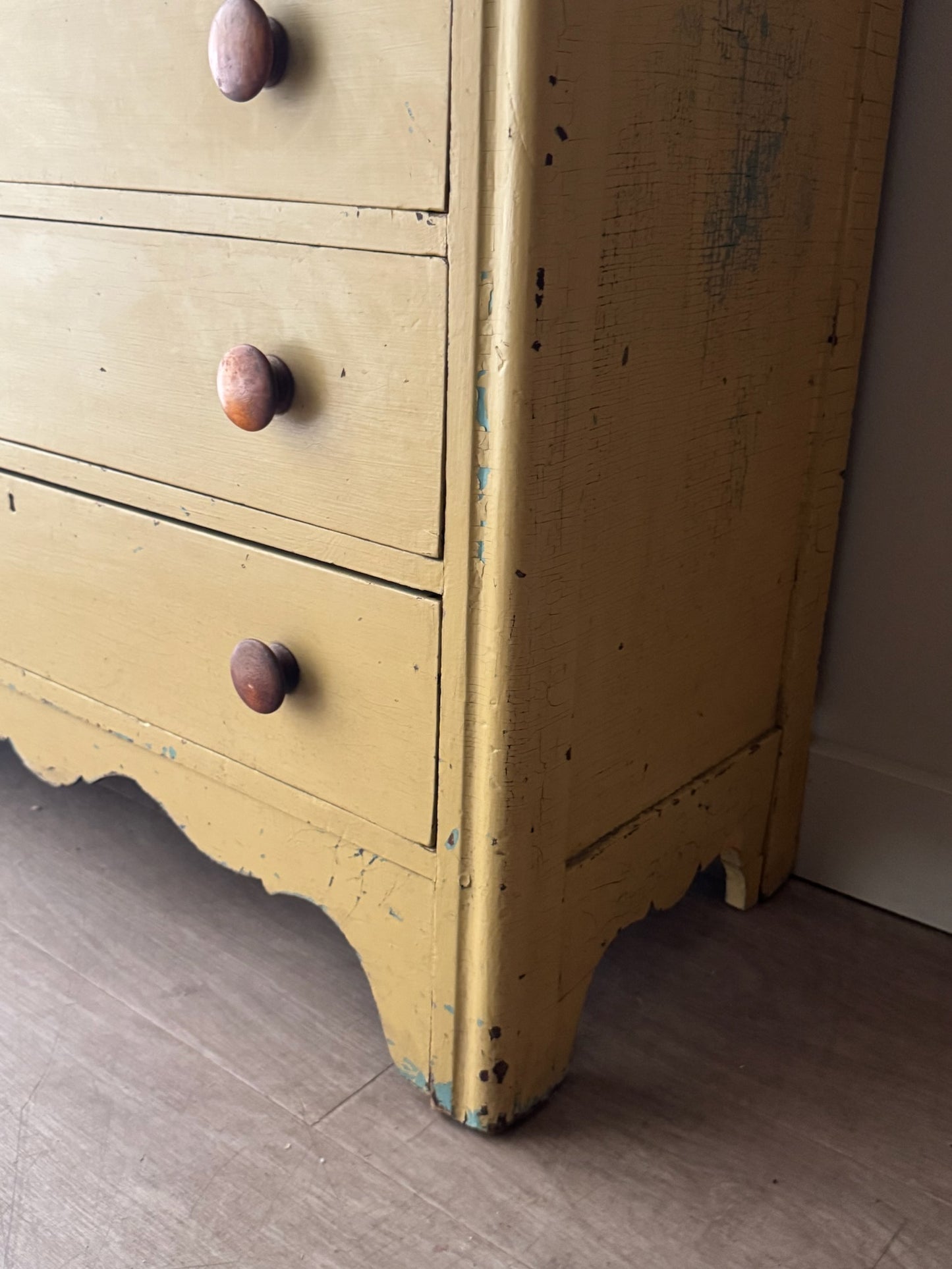 Yellow painted pine dresser