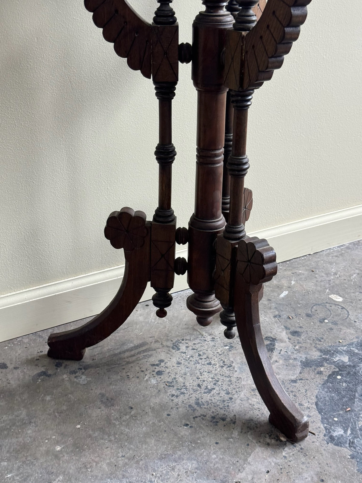 Victorian walnut marble top plant stand