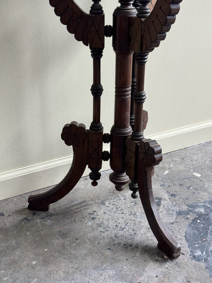 Victorian walnut marble top plant stand