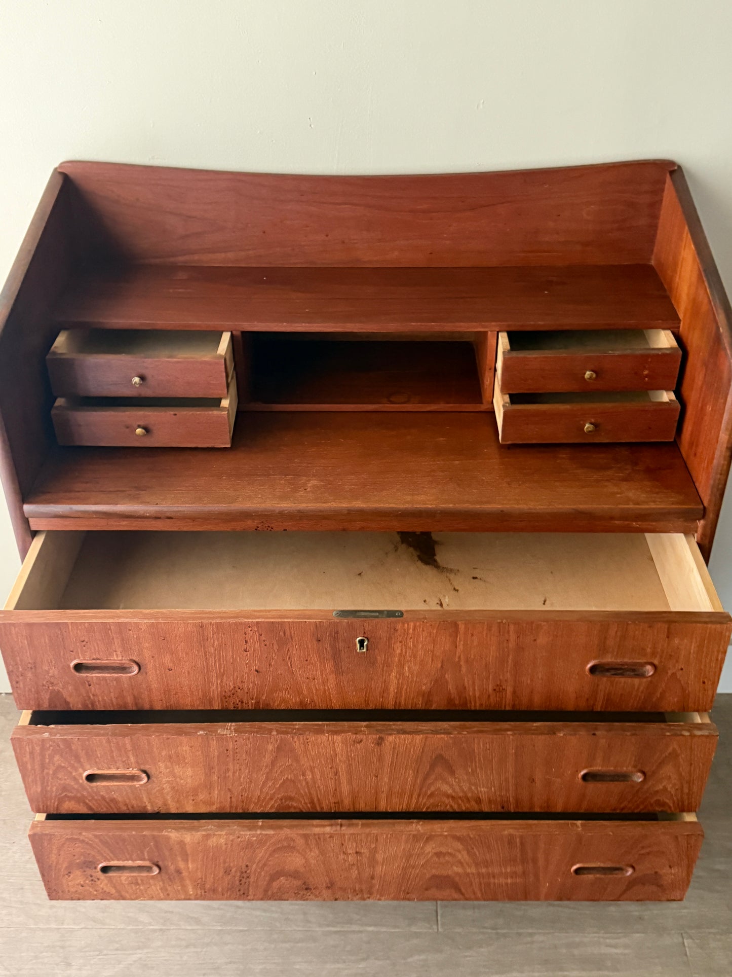 Danish teak secretary dresser