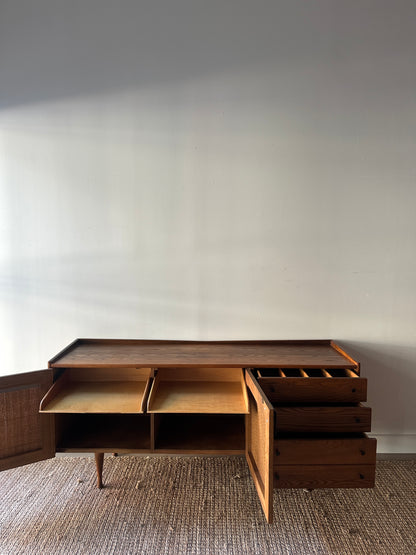 Oak and rattan credenza