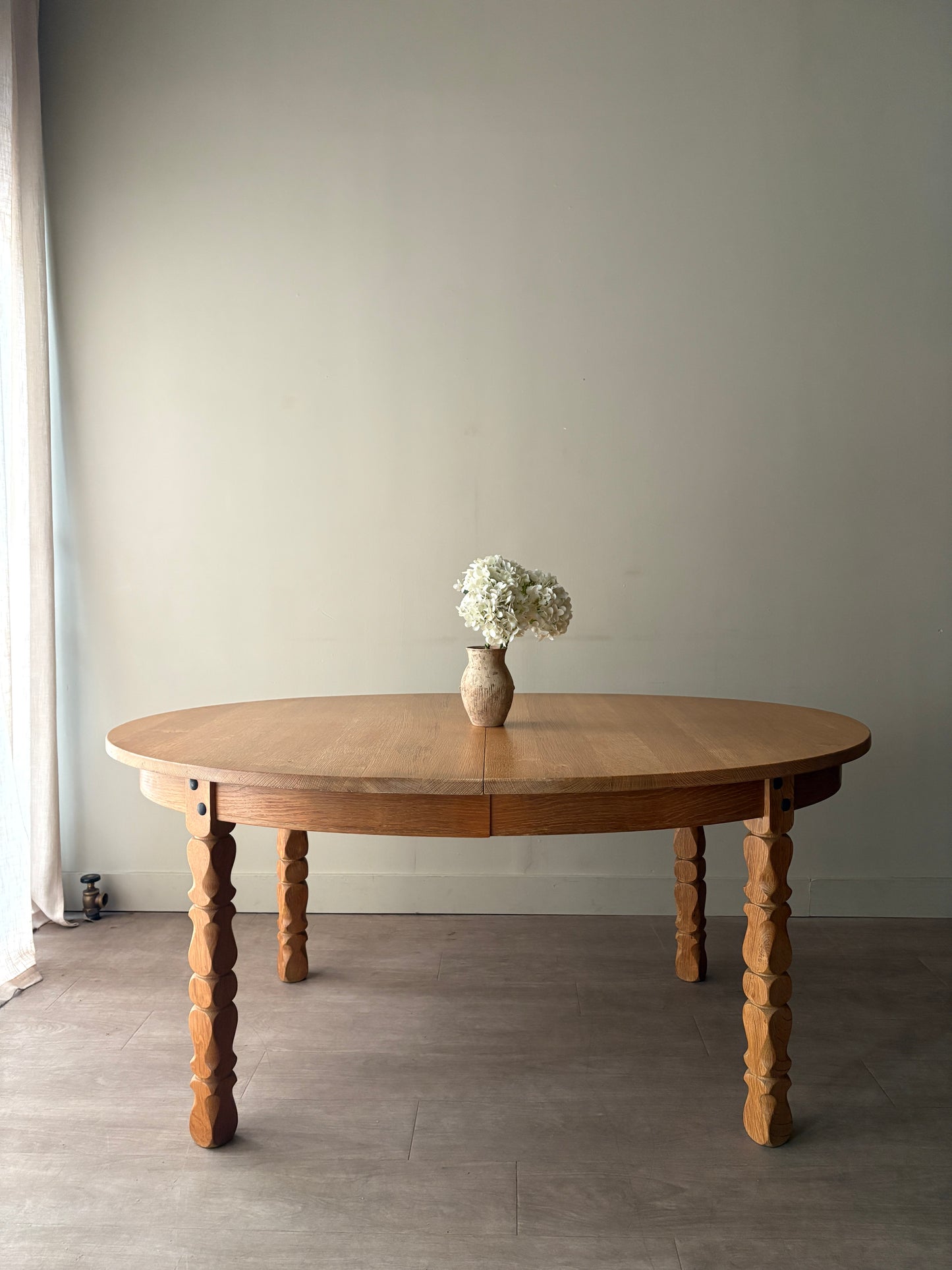 Danish oak dining table with extension