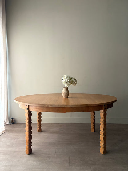 Danish oak dining table with extension