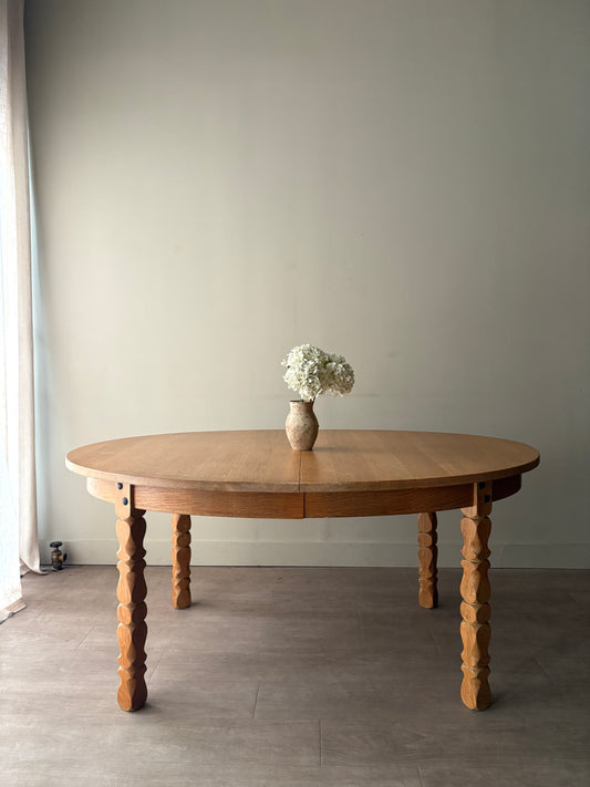 Danish oak dining table with extension