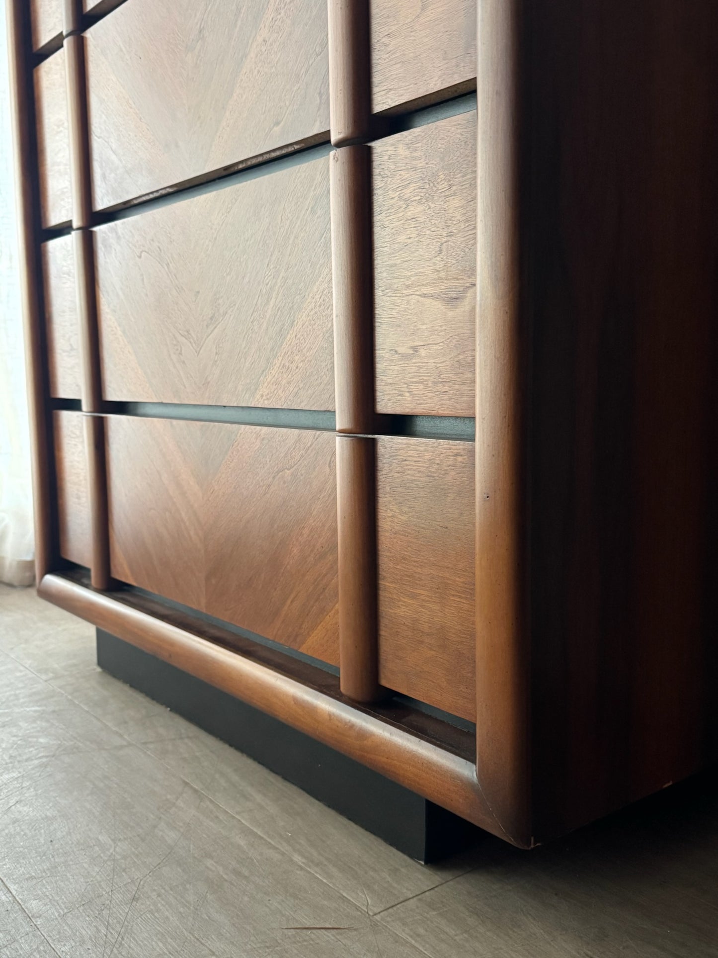 Lane walnut tallboy dresser